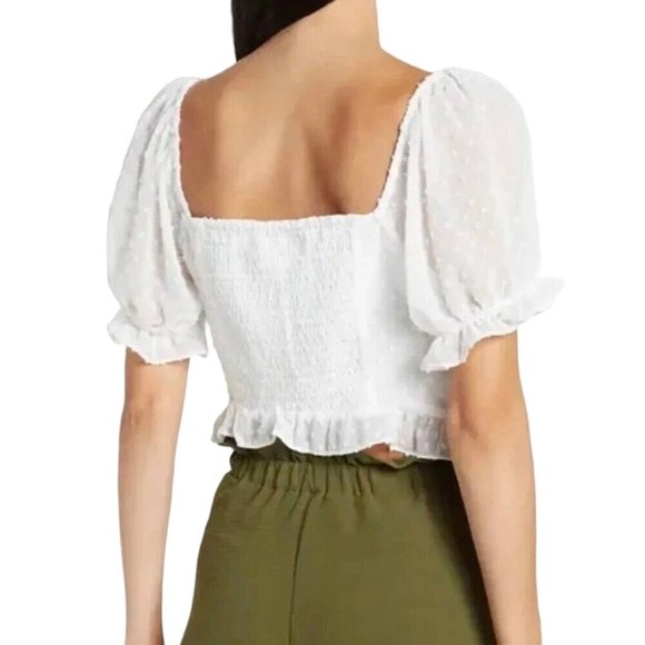 BCBGeneration Clip-Dot Knot-Front Crop Top Size Large White NWOT - 0155 - Picture 4 of 7